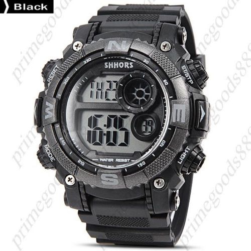 Alarm led sports waterproof digital date men&#039;s stopwatch sport wristwatch black for sale
