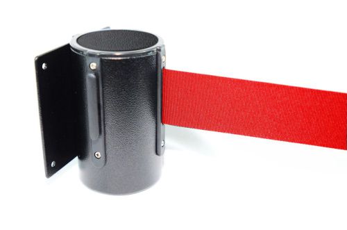 RETRACTABLE BARRIER, WALL MOUNT, AISLEWAY, 156&#034; RED BELT, BLACK TUFF TEX