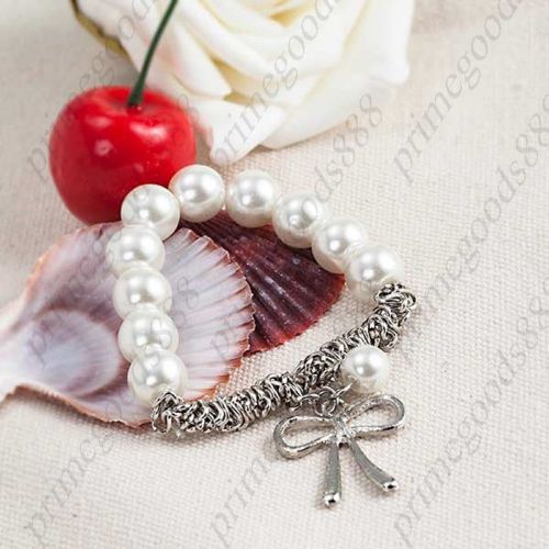 Elastic Bead Bracelet Bowknot Decor Fashionable Costume Jewelry Free Shipping