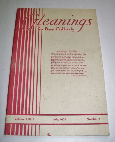 Gleanings in bee culture - volume 63, no.. 7 - july, 1935 for sale