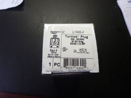 Pass &amp; seymour 30 amp turnlok plug,  nema l1430-p for sale