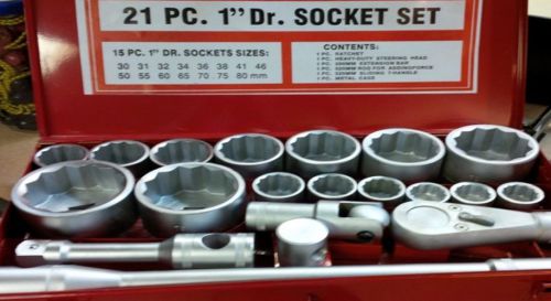 21 PC 1&#034; DR. SOCKET SET METRIC - NEW - FREE SHIPPING