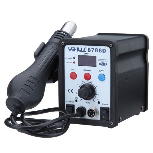 8786d hot air iron gun smd led rework soldering station welder w/digital display for sale