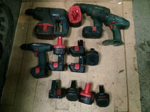 JobLot 17 Bosch Power tools 4x Cordless drill 13x Battery 9.6v 12v 18v 24v