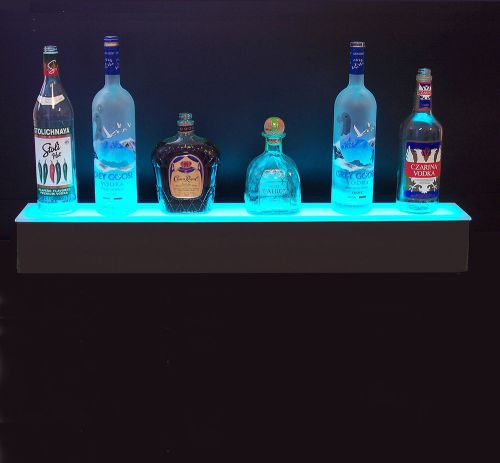 WALL MOUNTED BLACK 36&#034;LED LIGHTED SINGLE TIER BAR BOTTLE SHELF DISPLAY-SHELVES