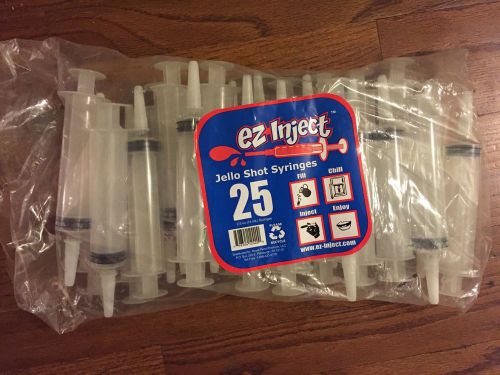 EZ Inject Jello Shot Syringes 25 Count 2.5 Oz New Unopened