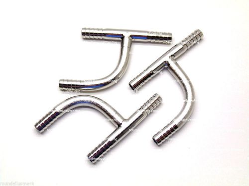 (3) FOOD GRADE STAINLESS STEEL 1/4&#034; BARB  Y  HOSE FITTINGS SPLICERS ADAPTERS