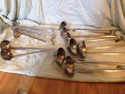 (12) Stainless Steel Ladles. 1, 3, 4, 8. Long Handled Dipper