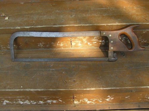 Large Vtg Geo H Bishop Co Butcher Shop Meat/Bone #7 Hand Saw Tool with 19&#034; Blade