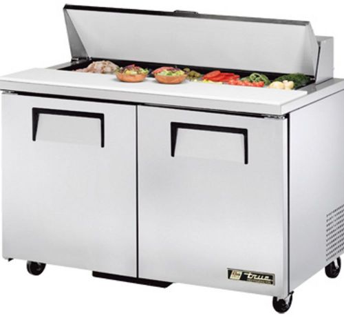 True TSSU-48-12 Food Prep Table: Solid 2 Door Sandwich / Salad Unit 115V