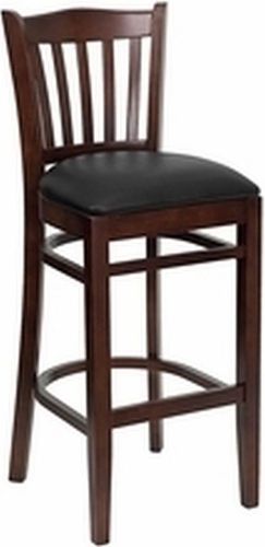 NEW MAHOGANY  WOOD RESTAURANT BARSTOOLS  W BLACK SEAT *LOT OF 10 BAR STOOLS*