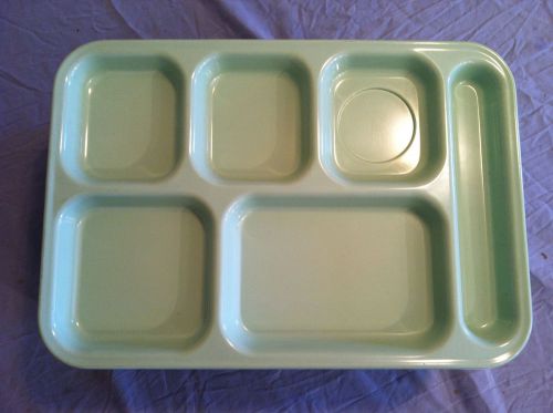 (12) DALLAS WARE 9&#034;X15&#034; 6 COMPARTMENT TRAY GREEN 1 DOZEN # P-71