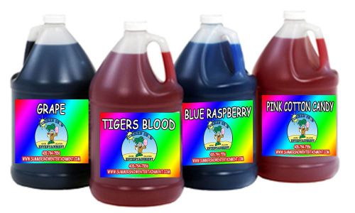 SNO SNOW CONE FLAVOR SYRUP - MIX &amp; MATCH (4 x GALLON) Summer Snow Entertainment