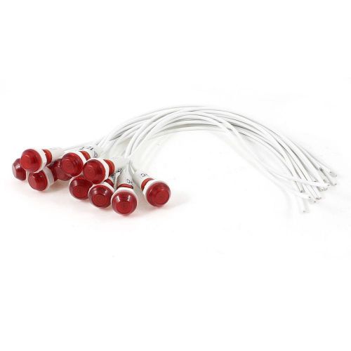 NEW 10 Pcs 10mm Hole 2 Wire Cable Red Indicator Pilot Light Lamp DC 12V