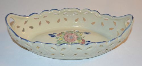 Ceramic Candy Dish Flower and nice Blue Trim