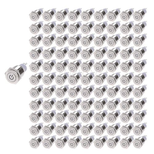 100pcs Angel Eye GREEN Led 16mm 12V Metal Switch Latching Push Power Button