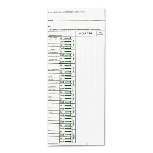NEW ACROPRINT 09-6103-080 Time Card for Model ATT310 Electronic Totalizing Time