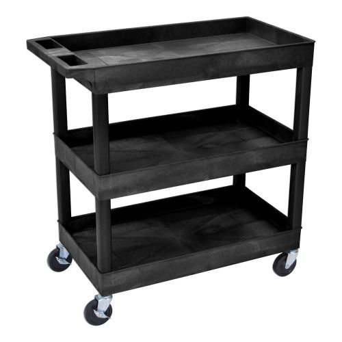 Luxor 18&#034; x 32&#034; tub cart 3 shelves black for sale