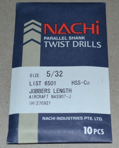 NACHI 5/32&#034; HSS/COBALT DRILLS JOBBERS LENGTH-AIRCRAFT &#034;NEW&#034; - 10 Pcs