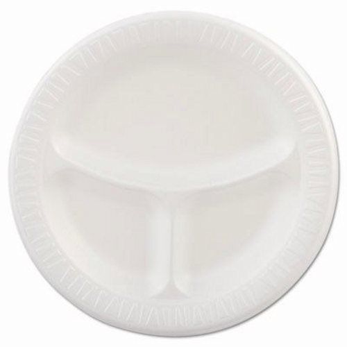 Dart Foam Plastic Plates, 9&#034; dia, White, 3 Compartments, 500 Plates (DCC9CPWQR)