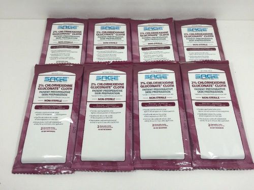Lot of 16 Sage Products 2% Chlorhexidine Gluconate Cloths - 500mg Alcohol Free