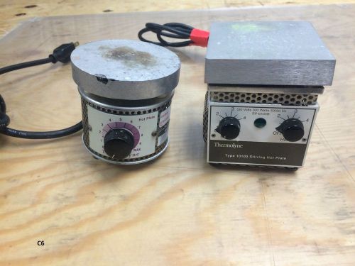 Lot of 2 thermolyne hot plates 1 hp2305b hot plate &amp; 1 10100 hot plate stirrer for sale