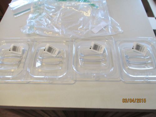 SET OF 4 Rubbermaid FG108P23CLR Carb-X 1/6 Size Cold Food Pan Cover w/ Peg Hole