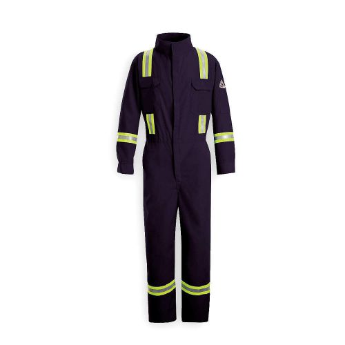 FR Coverall, Reflective Trim, Navy, L, HRC1 CNBTNV  LN/44