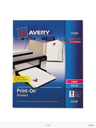 Print-On Dividers, 8-Tab, 3-Hole Punched, 8-1/2 x 11, White, 1/Pack