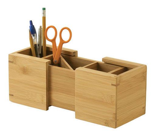 Expandable Bamboo Pencil Cup Desktop Accessory Organizer