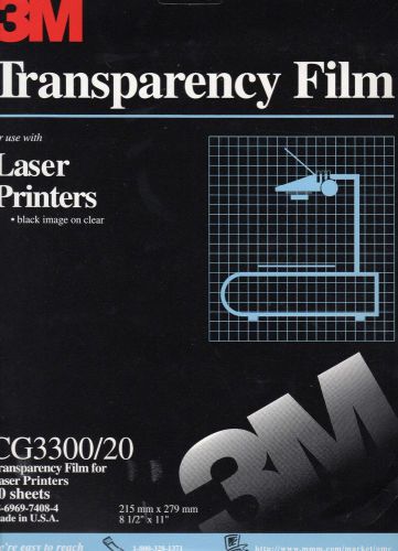 3 M Transparency Film CG 3300 for Laser Printers Box of 20 NEW