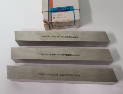 Lot of 3 New 3/4 x 6 Square Lathe HSS Tool Cutting Bit Blank SECO WKE 45 SWEDEN