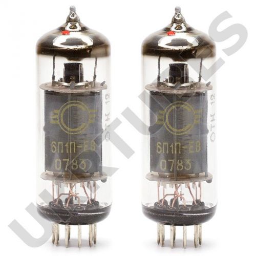 MATCHED PAIR 6P1P-EV = 6AQ5 =6V6 = EL90 Tetrode Tubes SVETLANA, NOS, GOLD GRID!