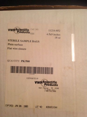 Vwr scientific sample bags - 18 oz, 4.5x9&#034; - expired for sale