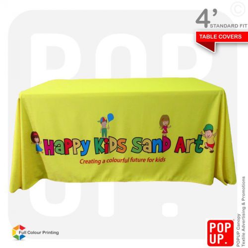 4ft table cover custom printed, standard fit, 4 sided, fast delivery for sale