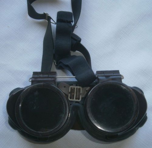 Vintage willson safty welding goggle glasses or steampunk motorcycle flipup lens for sale