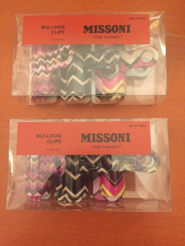 MISSONI For Target Bulldog Clips 2 3-Packs Chevron Zig Zag Brown Purple NIB