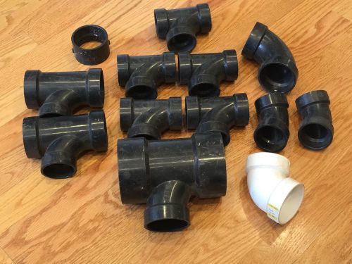 Plastic (pvc)pipe fittings 1 1/2&#034; 2&#034; 3&#034; elbow, &#039;t&#039; tee, 45 deg, 90 deg, coupling for sale