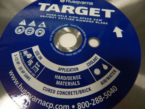 HUSQVARNA TARGET 14&#034; INCH DIAMOND SAW BLADE 3 1/2 TO 20 HP WET/DRY 5460 RPM