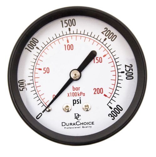 1-1/2&#034; Utility Pressure Gauge - Blk.Steel 1/8&#034; NPT Center Back 3000PSI