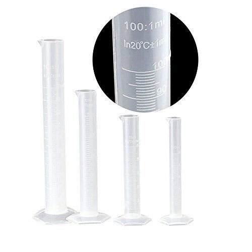 Kalevel 4pcs 10ml 25ml 50ml 100ml Graduated Cylinder Plastic Liquid Measuring