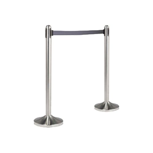 American Metalcraft RSRTBK BRUSHED STAINLESS STEEL POST &amp; BASE/BLACK NYLON