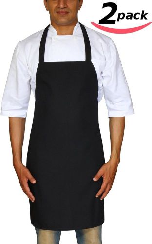 Bistro-Garden-Craftsmen Professional Bib Apron Black Spun Polyester - Set of ...