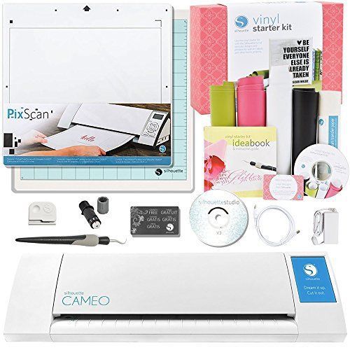 Silhouette CAMEO Vinyl Starter Kit Bundle With PixScan Cutting Mat, White