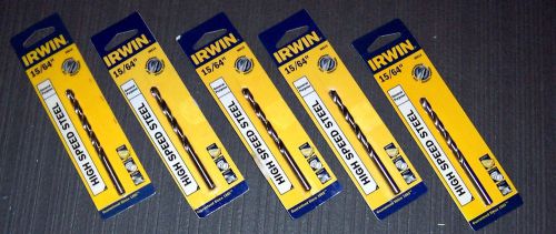 5 ea. 60515 Irwin 15/64&#034; Jobber Length HSS Drill Bits