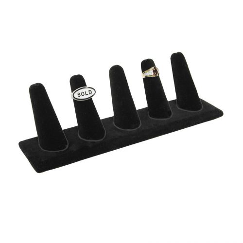 5 FINGERS DISPLAY BLACK VELVET JEWELRY RING DISPLAY SHOWCASE DISPLAY STAND