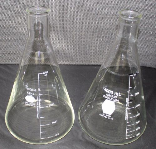 Kimax 26500 glass flask 4000ml lot of 2 for sale