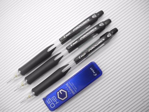 Black NEW 5pcs Pilot PROGREX H-125C 0.5mm mechanical pencil free HB leads(Japan