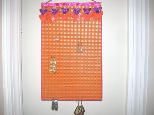 * Hanging Earring Holder ORANGE PURPLE PINK BUTTERFLIES smaller