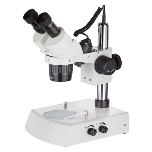 Amscope 10x-30x super widefield pillar stand stereo microscope w 2 halogen light for sale